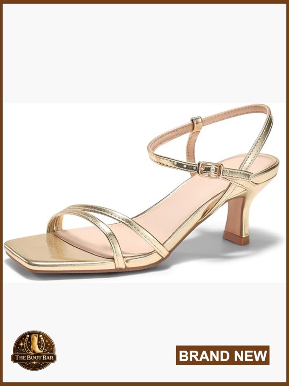 Strappy Kitten Heels Square Open Toe Ankle Strap Comfortable Dressy Sandals